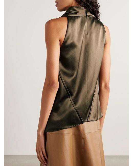 Altuzarra Green Sleary Draped Silk-Satin Top
