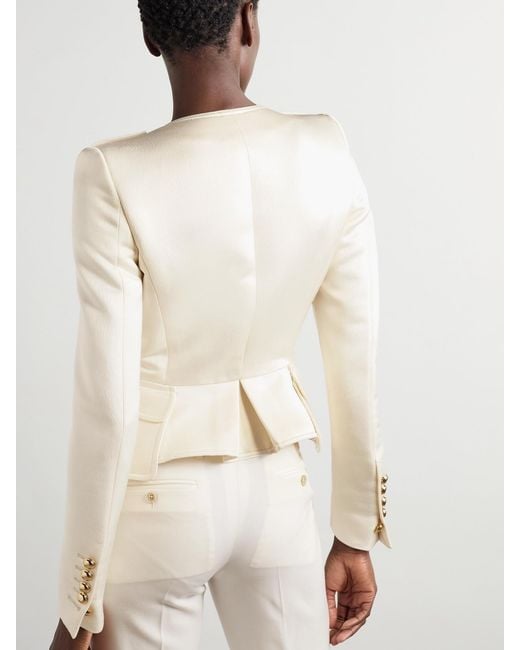 Tom Ford Natural Cropped Wool-Blend Faille Jacket