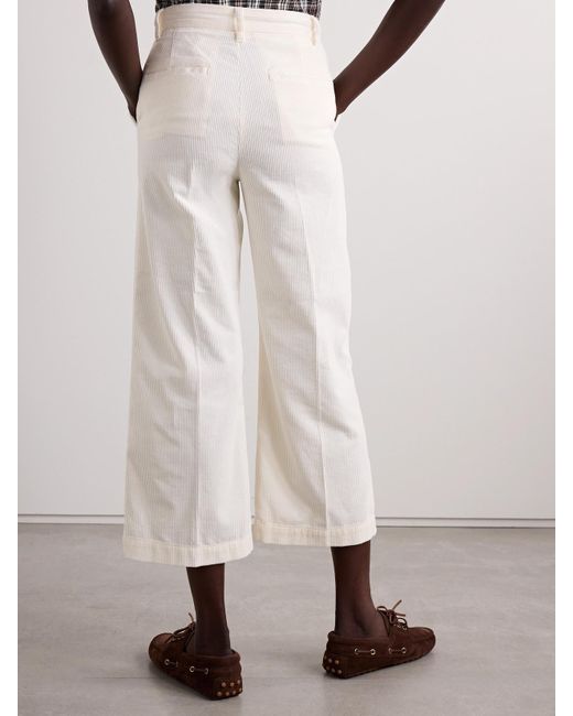 Polo Ralph Lauren White Cropped Cotton-Corduroy Wide-Leg Pants