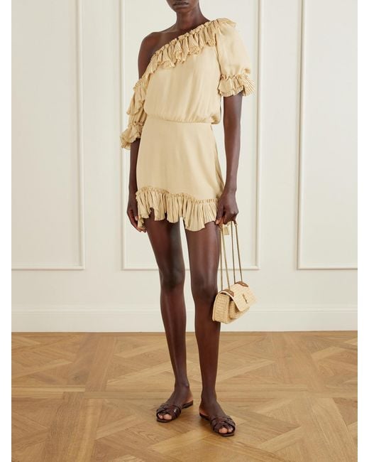 Saint Laurent Natural Niki Mini Leather-Trimmed Raffia Shoulder Bag