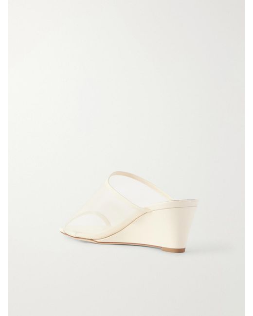 Aeyde Natural Suzanne Leather-Trimmed Mesh Sandals