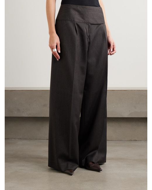 Our Legacy Black Girdle Pleated Wool Wide-Leg Pants