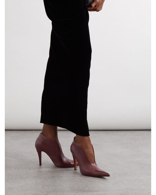 Alexander McQueen Purple Leather Ankle Boots
