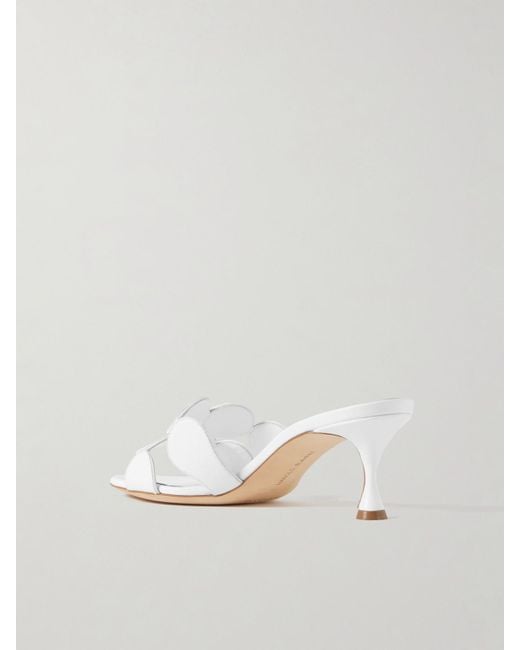 Manolo Blahnik White Haribalmu 50 Leather Mules
