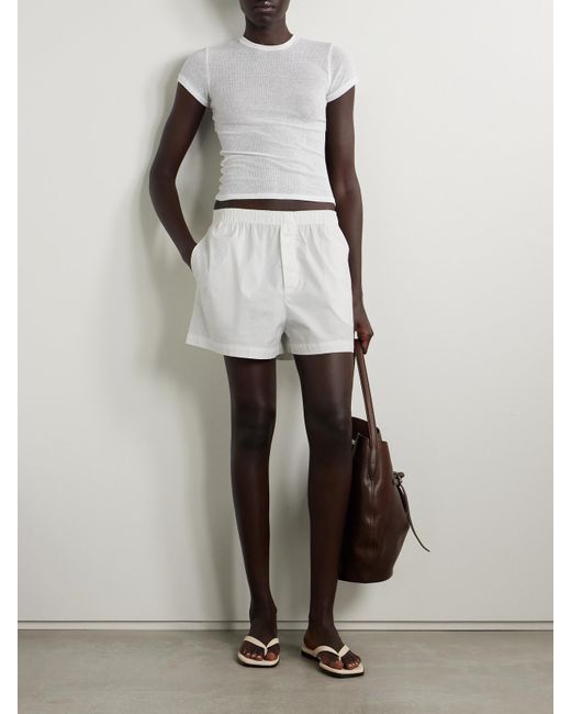 Skims White Cotton-Blend Poplin Boxers