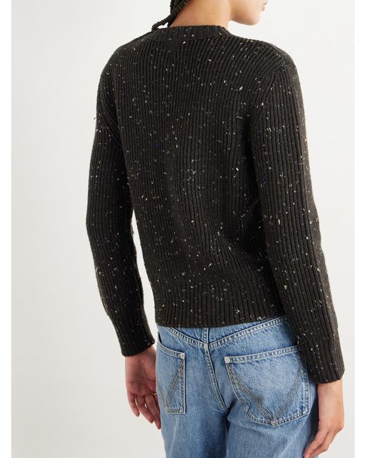 Bottega Veneta Black Button-Detailed Ribbed Wool-Blend Sweater