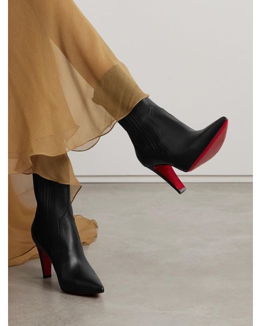 Christian Louboutin Black Santigag 85 Leather Ankle Boots