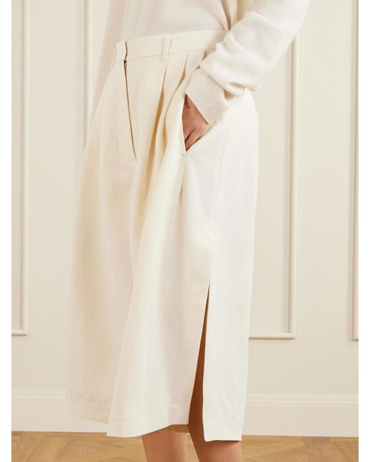 Co. Natural Pleated Woven Wide-Leg Pants