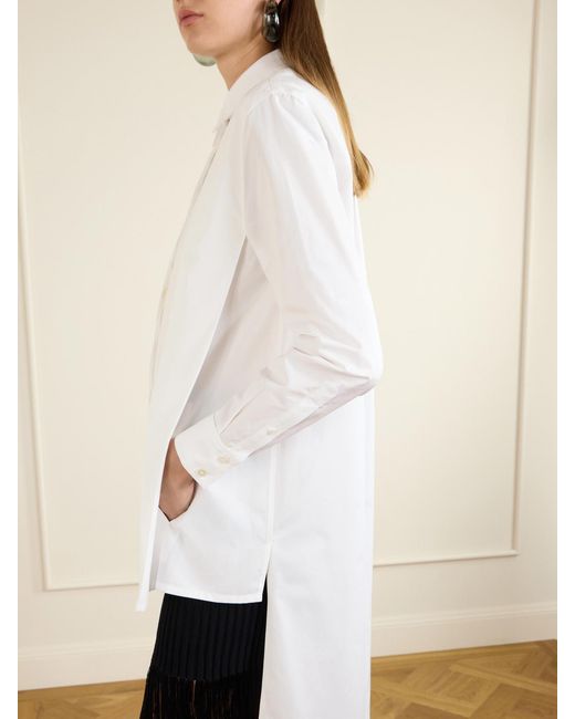 Alaïa White Asymmetric Cotton Poplin Shirt