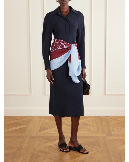 Altuzarra Red Fishnet Printed Silk-Twill Scarf