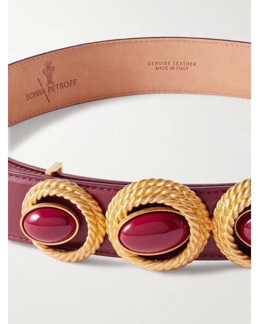 Sonia Petroff Pink Nest Embellished Leather Belt