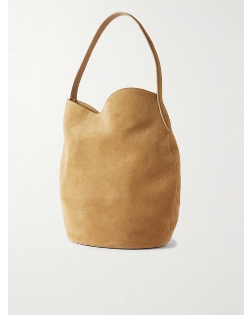 Liffner Natural Buckled Suede Bucket Bag