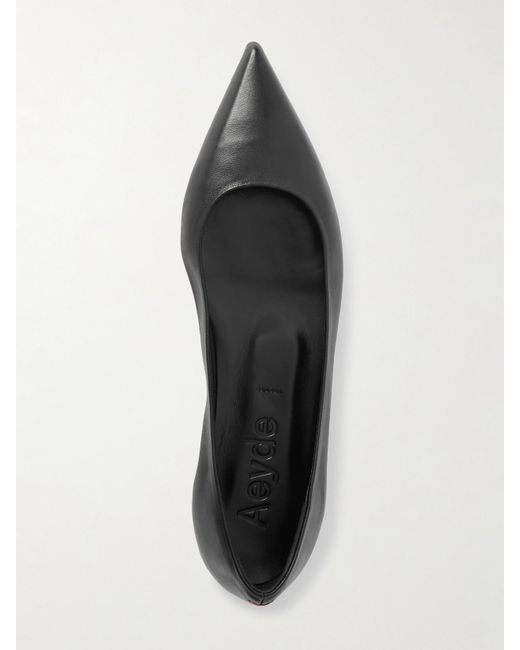 Aeyde White Cassy Ballerinas Mit Spitzer Kappe Aus Leder
