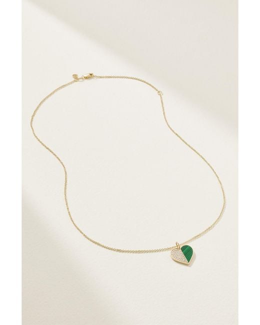 Sydney Evan Natural 14-Karat, Malachite And Diamond Necklace