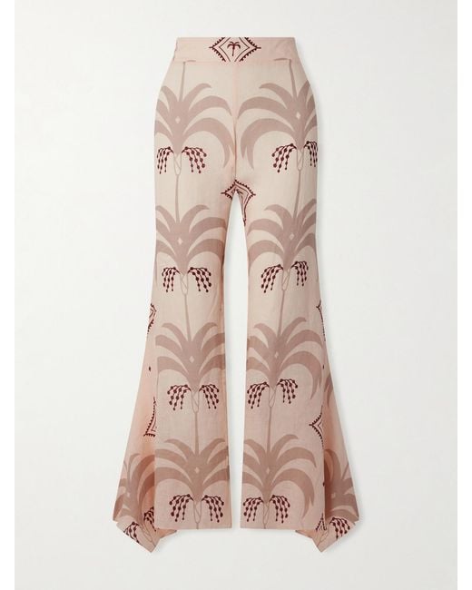 Johanna Ortiz Natural Femininity Dramatic Printed Linen Pants