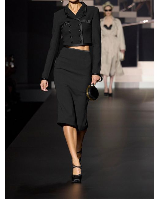 Dolce & Gabbana Black Satin-Trimmed Wool-Blend Blazer