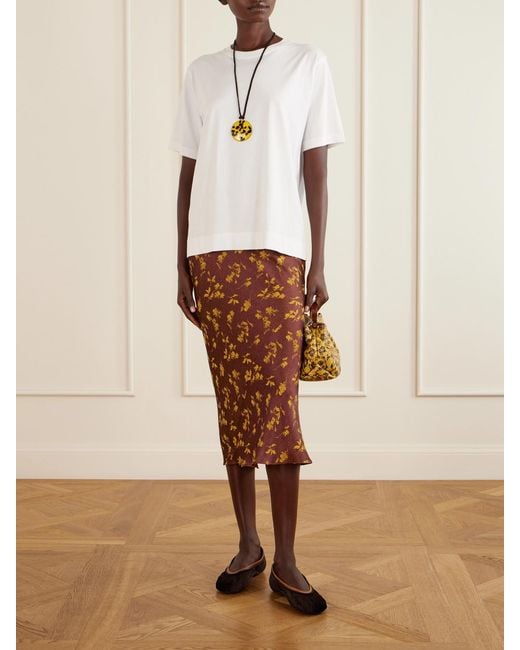 Dries Van Noten White Leather-Trimmed Velvet Ballet Flats