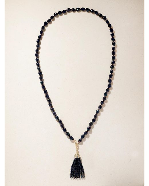 Lucy Delius Black 14-Karat, Diamonds And Pearl Beaded Necklace