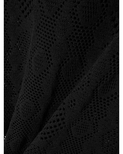 Alaïa Black Open-Knit Midi Dress