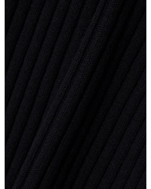Max Mara Black Ribbed Wool-Blend Maxi Skirt