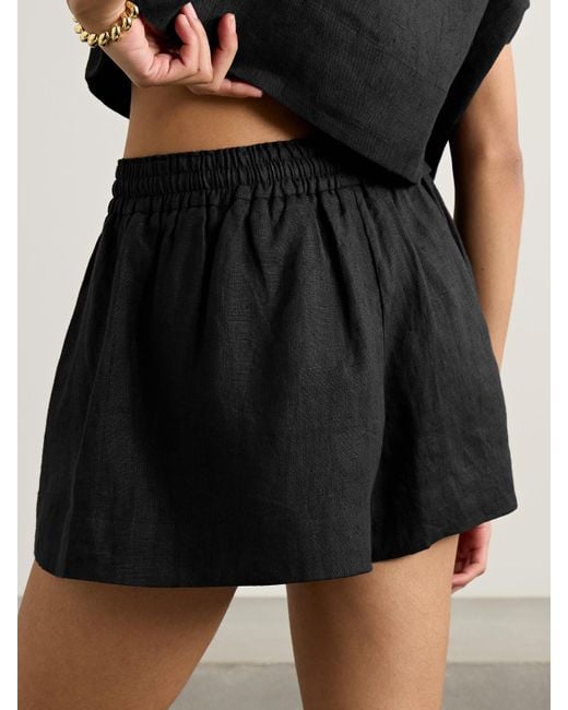 Suzie Kondi Black Shkip Linen Shorts