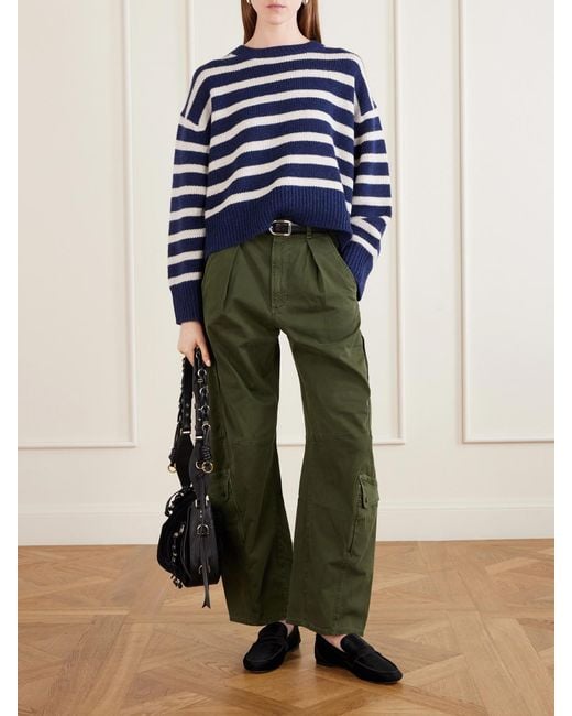 Nili Lotan Blue Anisa Striped Cashmere Sweater