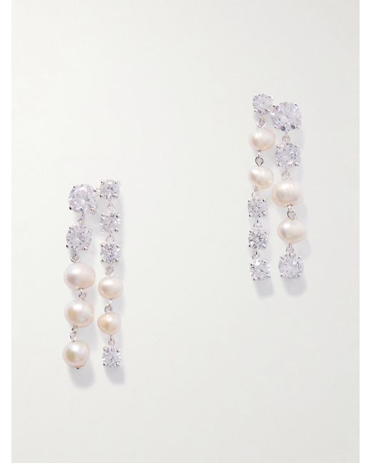 Completedworks White Recycled, Pearl And Cubic Zirconia Earrings
