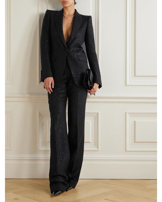Tom Ford Black Sequin-Embellished Wool-Blend Twill Straight-Leg Pants