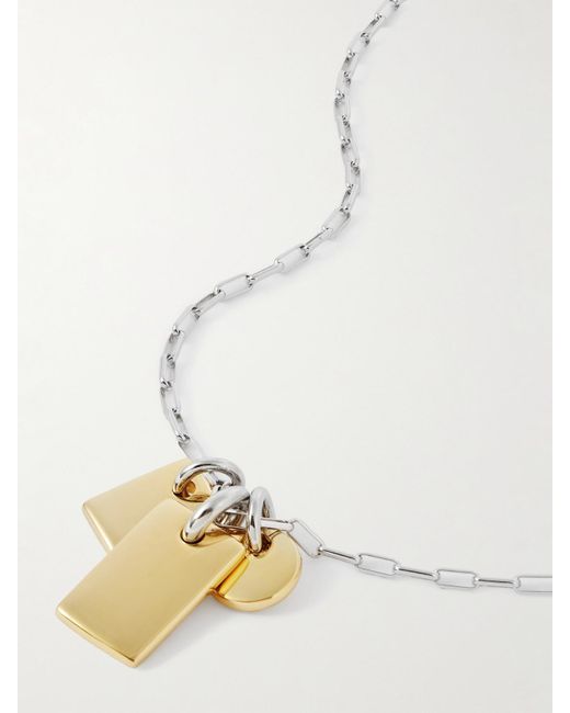 Laura Lombardi White Carta Rhodium- And-Plated Necklace