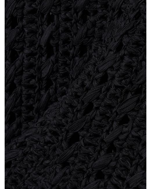 Khaite Black Yuka Open-Knit Cotton-Blend Peplum Tank