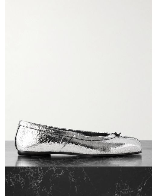 Maison Margiela Metallic Tabi Ballerinas Aus Craquelé-Leder