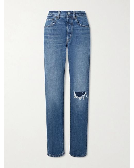 Polo Ralph Lauren Blue Distressed Straight-Leg Jeans