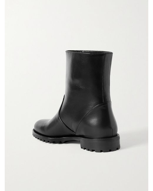 Manolo Blahnik Black Motosa Leather Ankle Boots