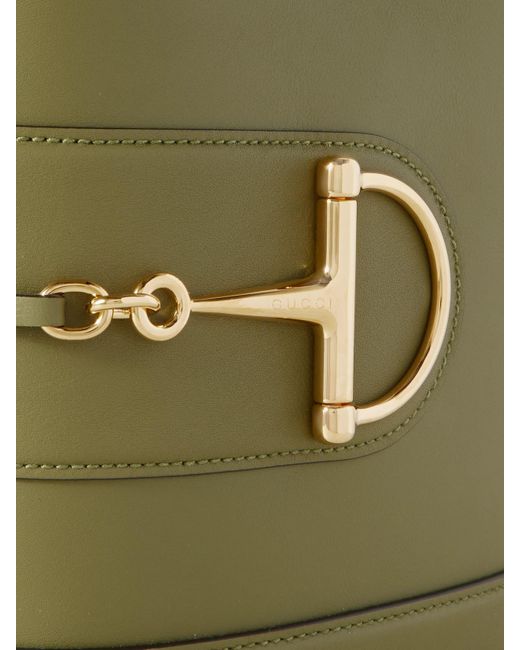Gucci Green Schultertasche Aus Leder Mit Horsebit-Detail