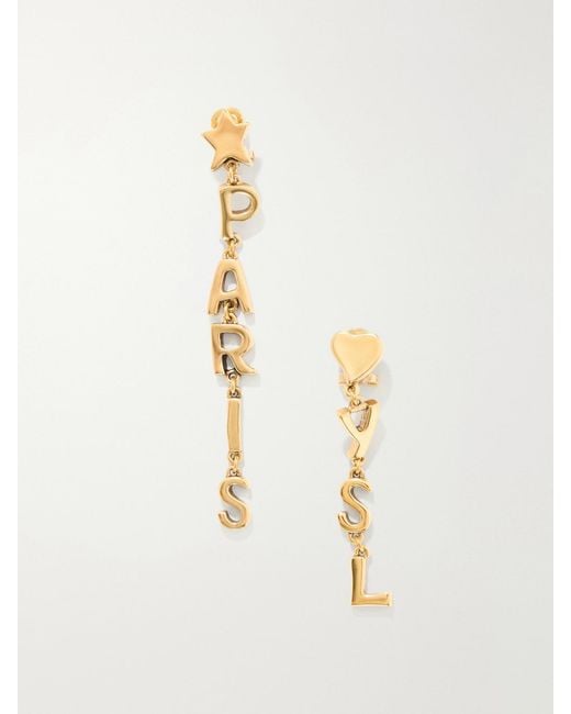 Saint Laurent White Paris-Tone Earrings