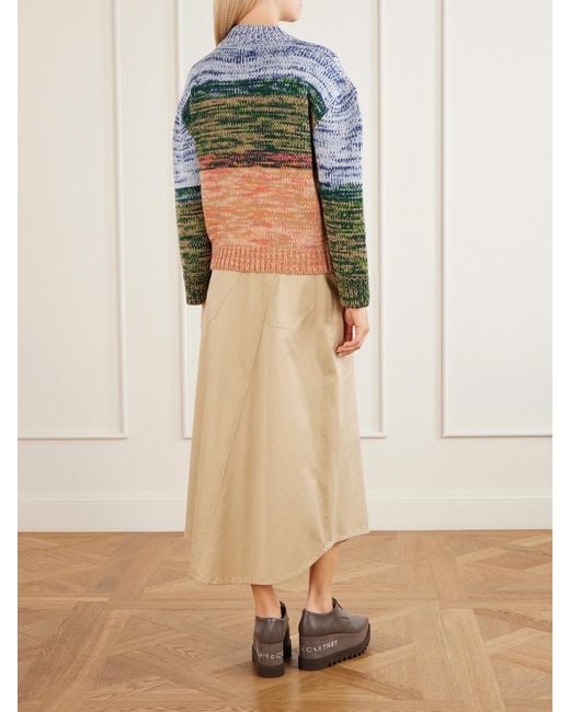 Stella McCartney Blue Mélange Knitted Embroidered Wool Sweater