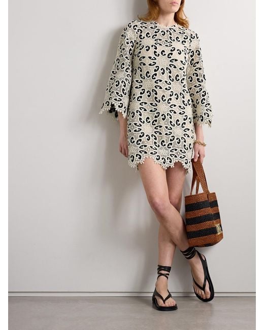 Zimmermann White Ottie Cotton-Blend Guipure Lace Mini Dress