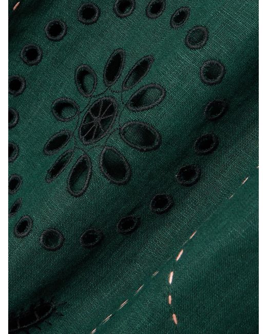 Vita Kin Green Dalida Maxikleid Aus Leinen Mit Lochstickerei Und Wellenkanten