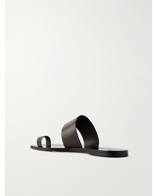 Aeyde White Sibel Leather Flat Sandals