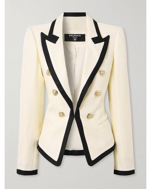 Balmain Black Blazer Aus Webstoff Mit Zierknöpfen