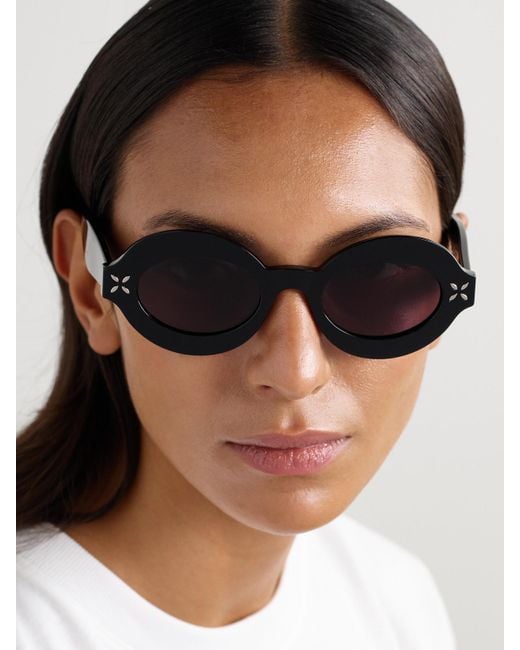 Alaïa Black Oval-Frame Acetate Sunglasses