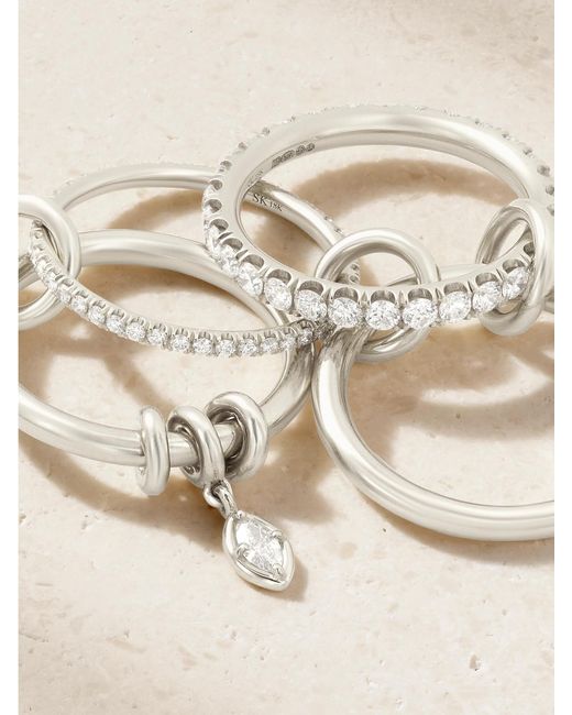 Spinelli Kilcollin Natural Inara Set Of Four Sterling Diamond Rings