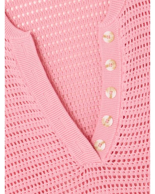Varley Pink Callie Open-Knit Cotton Top