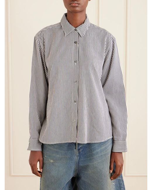 Agolde Gray Theo Striped Poplin Shirt