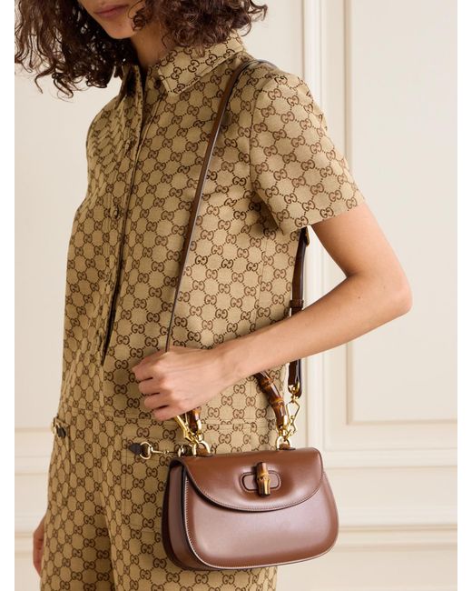 Gucci Brown Bamboo 1947 Small Leather Tote