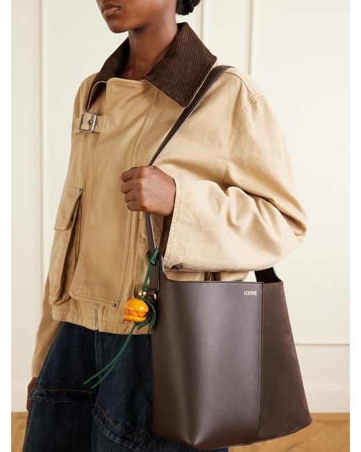 Loewe White Bilbao Suede And Leather Tote