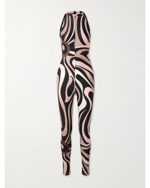 Emilio Pucci White Printed Stretch-Jersey Halterneck Jumpsuit