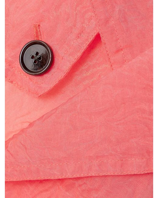 Dries Van Noten Pink Belted Double-Breasted Crinkled-Organza Trench Coat