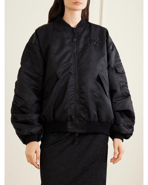 CECILIE BAHNSEN Blue Cbfeilan Knotted Embroidered Shell Bomber Jacket