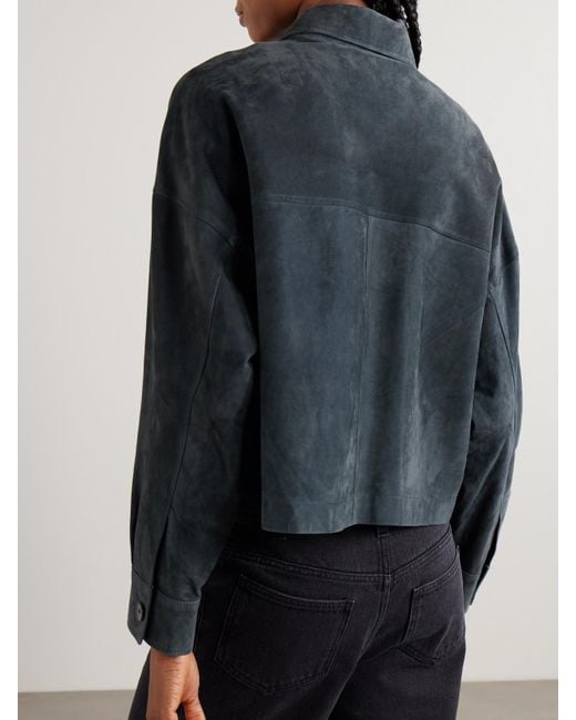 Arma Blue Miri Cropped Suede Jacket
